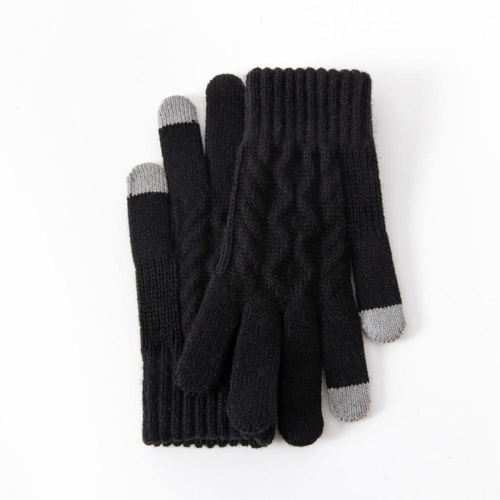 Windproof Touch Screen Gloves Thickened Wool Gloves Fashion Winter Knitted Gloves for Men Women