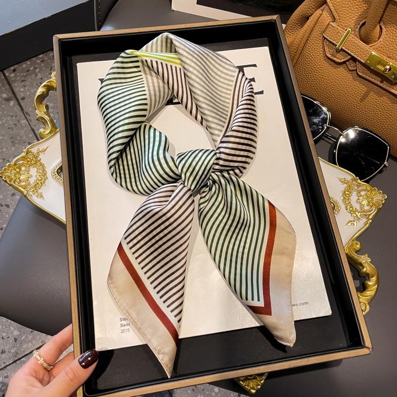 High-end large square scarf silk scarf women's new versatile neck summer thin bag head mother scarf with shawl