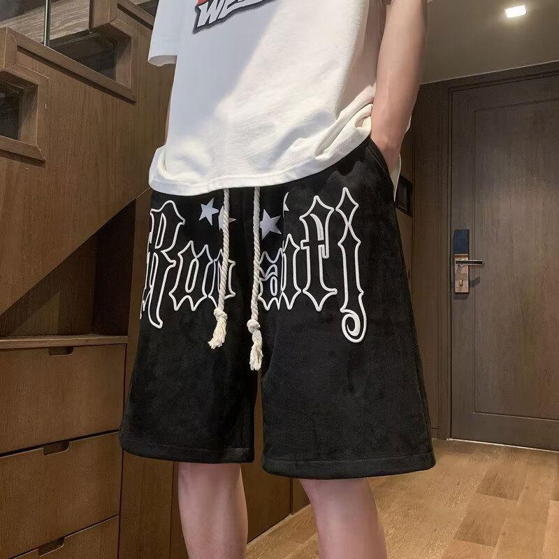 

Шорты мужские летние новые спортивные свободные модные брендовые универсальные пляжные брюки с пятью точками M чёрный