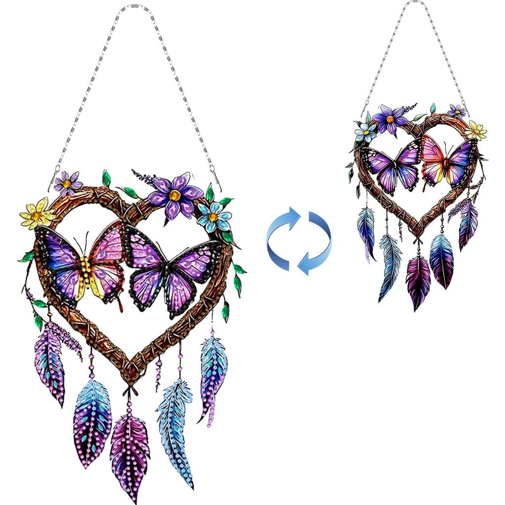 Animal Dream Catcher DIY Diamond Art Pendant Kit Diamond Painting Ornaments Diamond Painting Hanging Pendant for Wall Window
