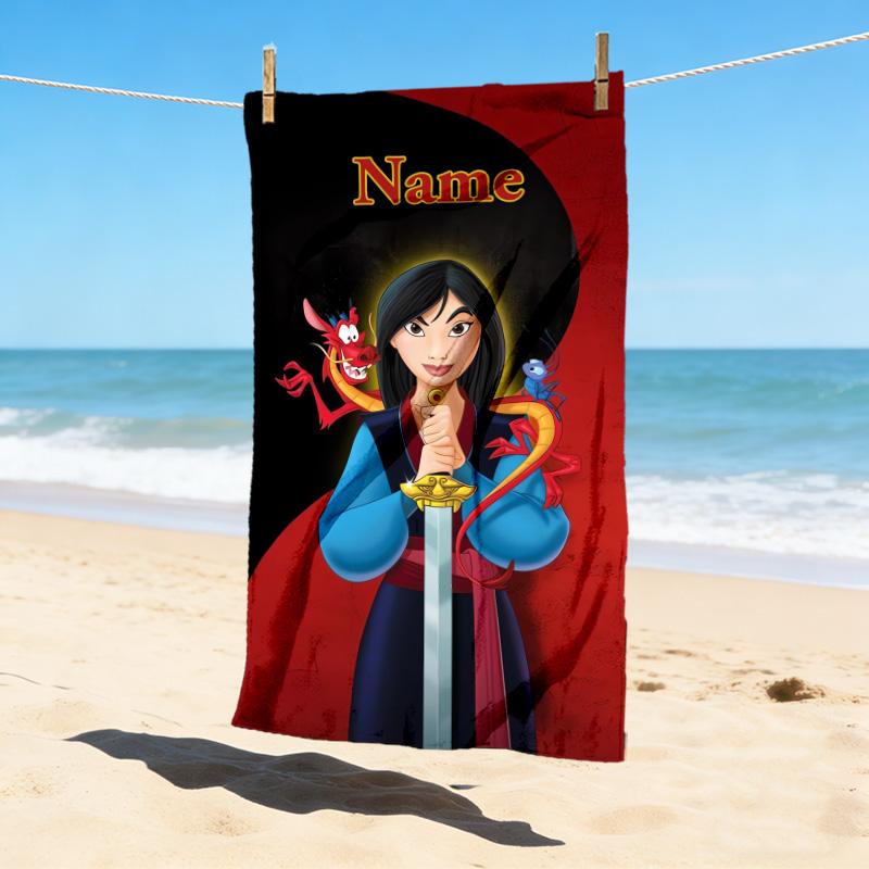Custom Name Princesses' Garden Stylish Digital Printing Beach Towel Quick‑Drying Absorbent Blanket for Beach Pool Gym Travel