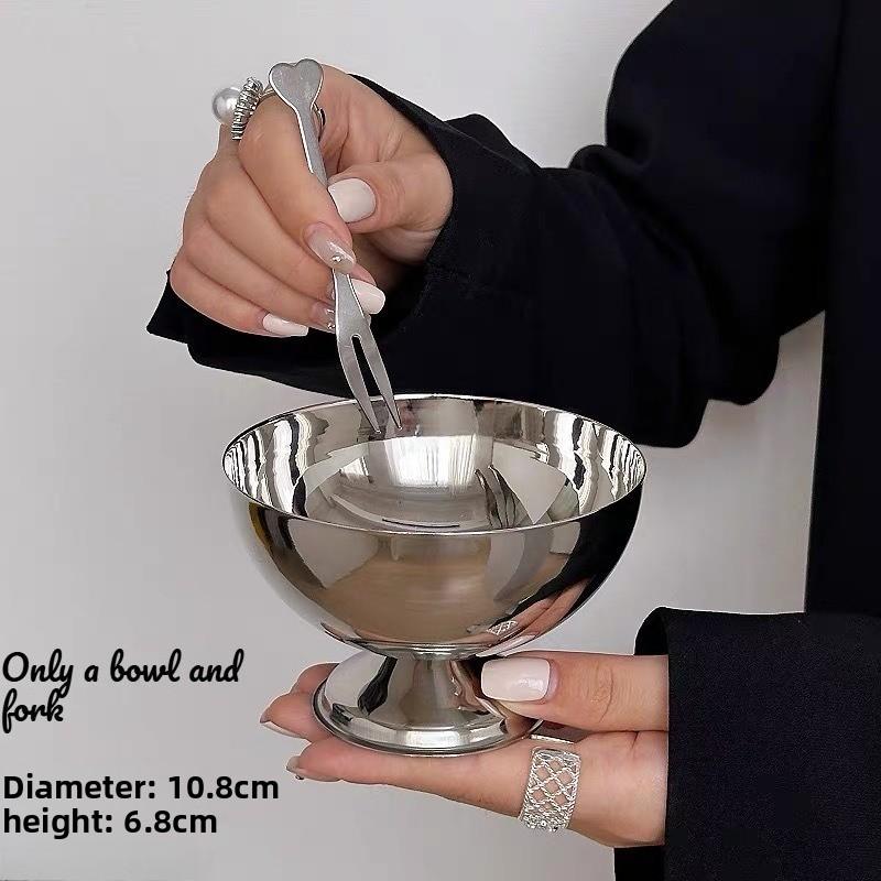1pcs Modern Minimalist Stainless Steel Salad Cup Ice Cream Milkshake Snack Cup Fruit Dish Yogurt Cake Cup