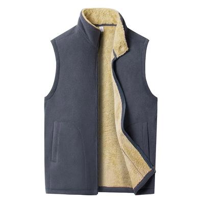 Men's Autumn/Winter Fleece Vest with Thickened Lining for Extra Warmth Sleeveless Jacket for Middle-Aged Dads
