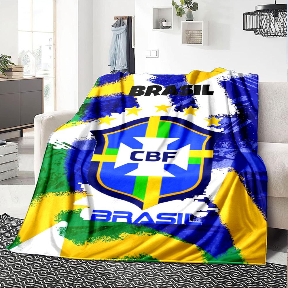 Brasil CBF Print Flannel Blanket High Quality Warm Comfortable Cover for All Seasons Perfect for Gifts Home Decor