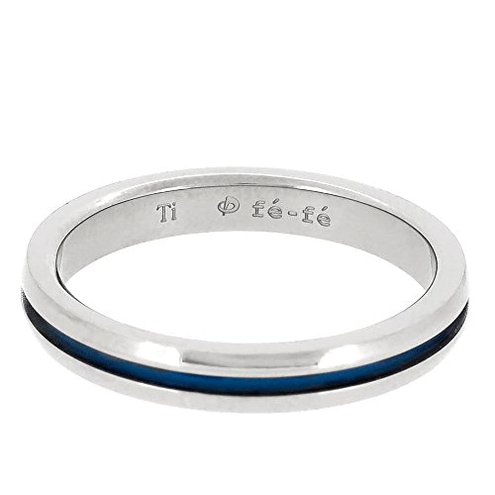 fe-fe x phiten [Special Edition] Phiten Slim Blue Line Titanium Ring, Sizes 14-20 (Size 20), Men's Sports Jewelry