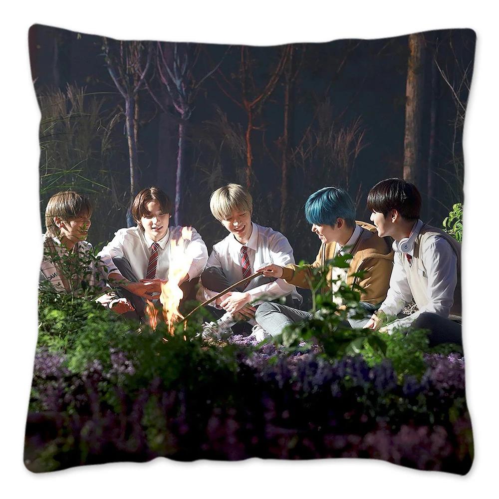 Koreanischer Kpop TXT Kissenbezug, wiederverwendbarer Kissenbezug für Sofa, Wohnzimmer, Harajuku Housses De Coussin
