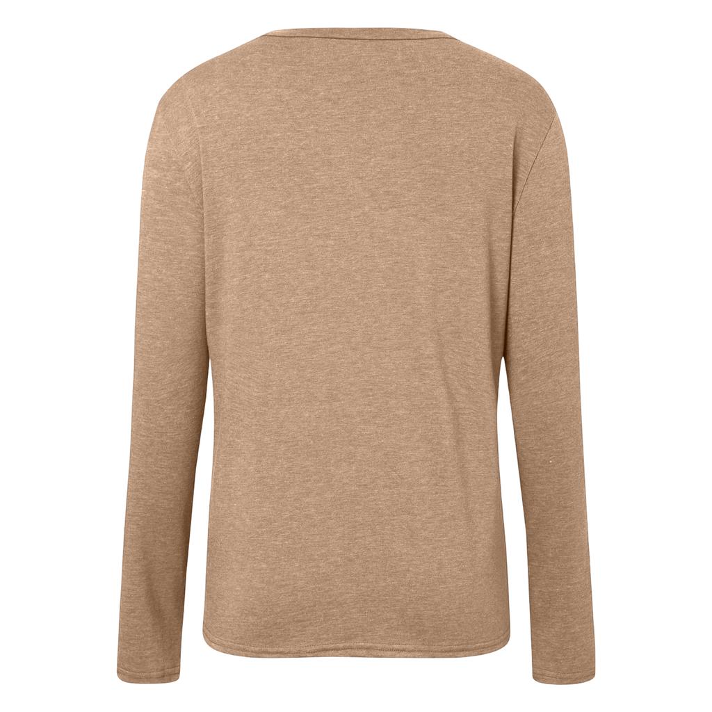 Women's Long Sleeve Shirt Pleated Round Neck Casual Loose Fashion Tops