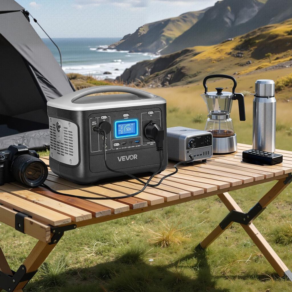 Portable Power Station, 600W Solar Generator Power Station, 493Wh LiFePO4 Battery Backup with 7 Output Ports for Home Emergency, Outdoor Camping, RV