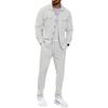 Men's Double-Pocket Waffle Two-Piece Set: Long-Sleeved Shirt and Pants for Autumn
