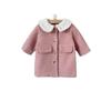 2025 New: Toddler French Chic Pink Wool Coat with White Fur Collar