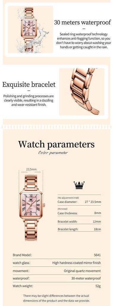 OLEVS Women's Quartz Watch, Simple and Elegant, Luminous, Rose Gold Pink