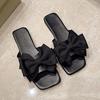Summer new bow sandals women's soft bottom fashion flat bottom one-word drag