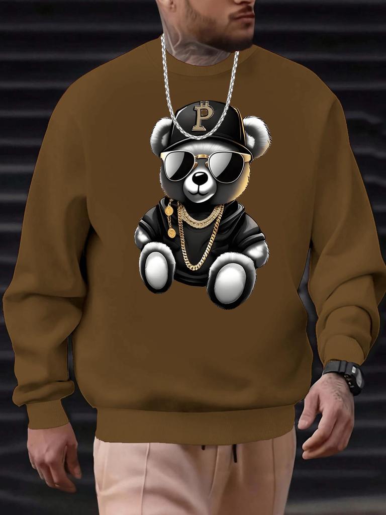 Men's Autumn 2025 Rich Bear Trendy Sunglasses Print Hoodie