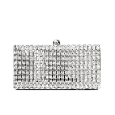 Nouveau Sac Petit à Chaîne Croisée Inclinée Printemps et Été pour Femmes Style Coréen Mode Sertissage Diamants Pochette de Soirée Simple Épaule Unique
