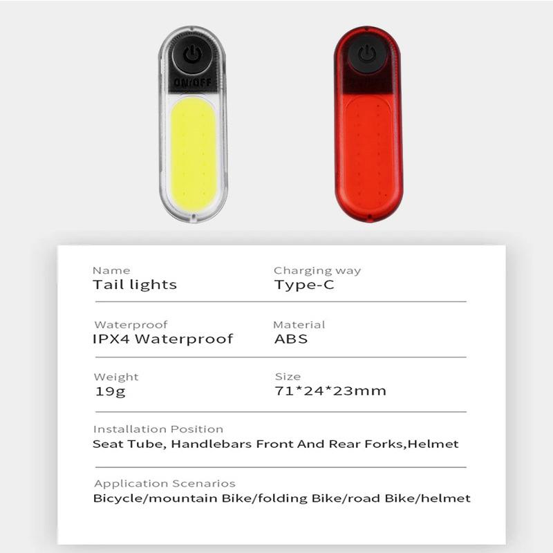 Bicycle Taillights Type-C Super Bright Road Bike Rear Lights Waterproof USB Rechargeable Cycling MTB Lamp