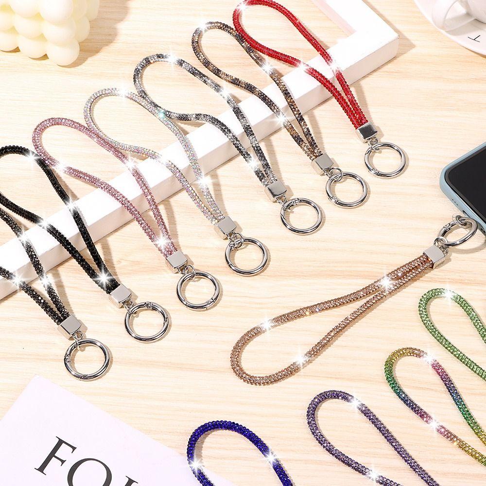 Luxury Glitter Rhinestone Phone Lanyard Phone Crystal Chain Straps Keychain Hanging Anti-lost Rope