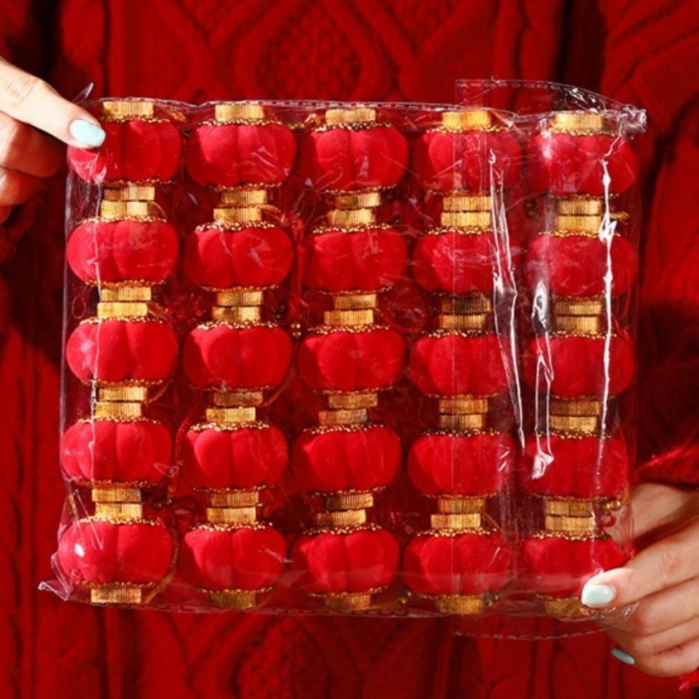 Red Color Chinese Red Lantern Plush Material Bonsai Pendant Decoration  Spring Festival