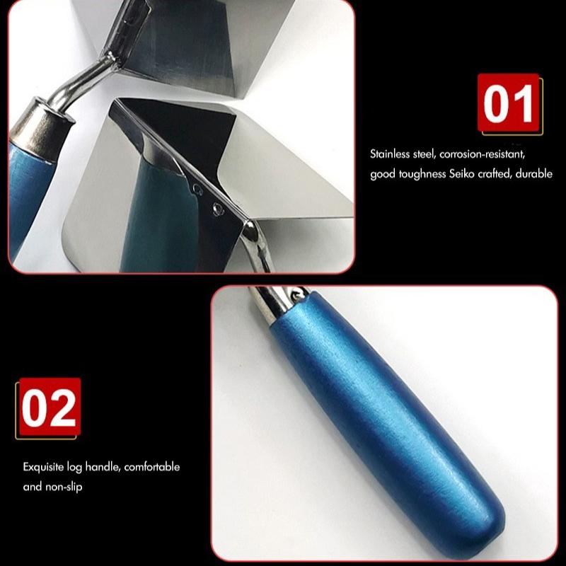 2Pc Drywall Corner Tool Outside / Inside Corner Knife 8x6cm Stainless Steel Corner Trowel for Drywall Gyprock Plasterboard