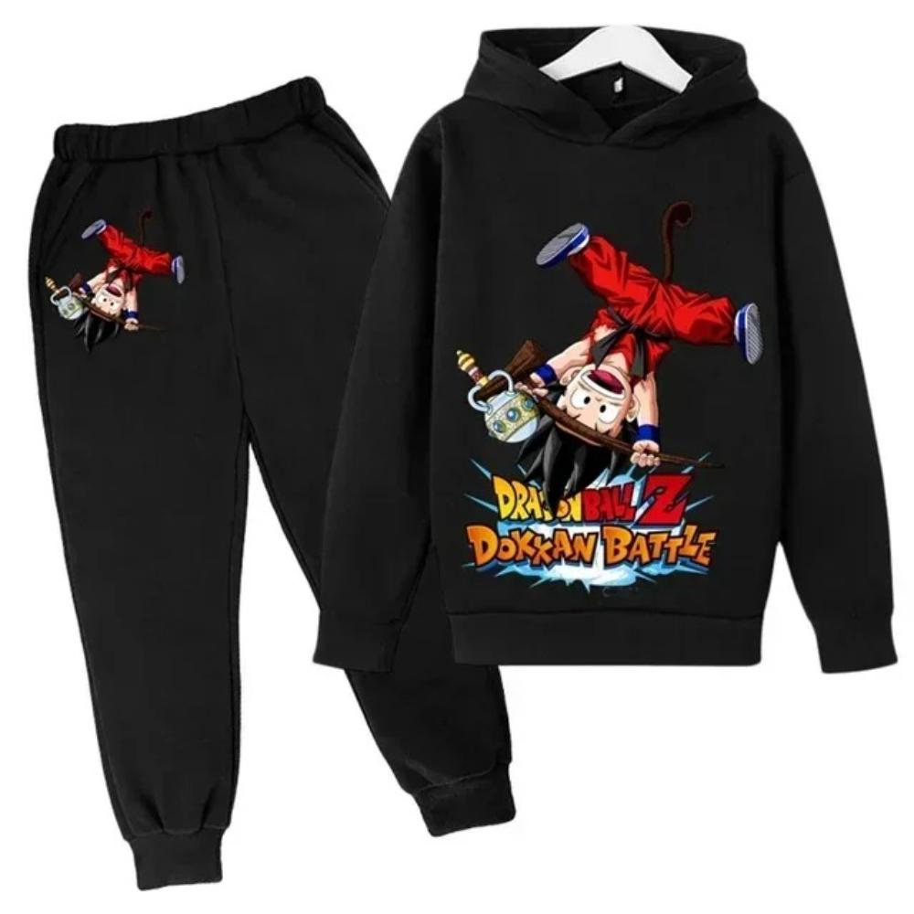 2025 Dragon Ball Z Hoodie Kinder Frühling Sportbekleidung Jungen und Mädchen Goku Sweatshirt Jungen Kleidung Mädchen Set Hoodie Hosenanzug Kinder