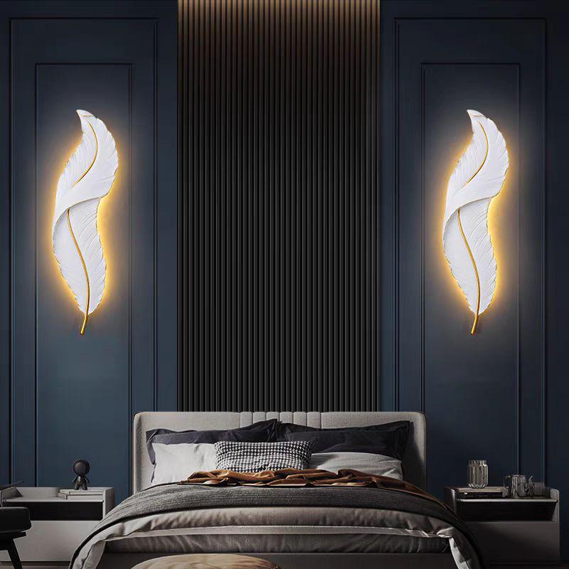 Nordic Feather Wall Lamp - Luxury & Creative Lighting for Living Room, Bedroom, Bedside, and Entrance