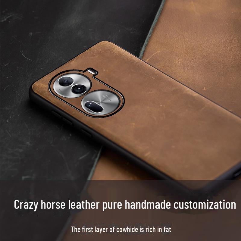 OPPO Reno11 Crazy Horse Genuine Leather Case - Full Coverage