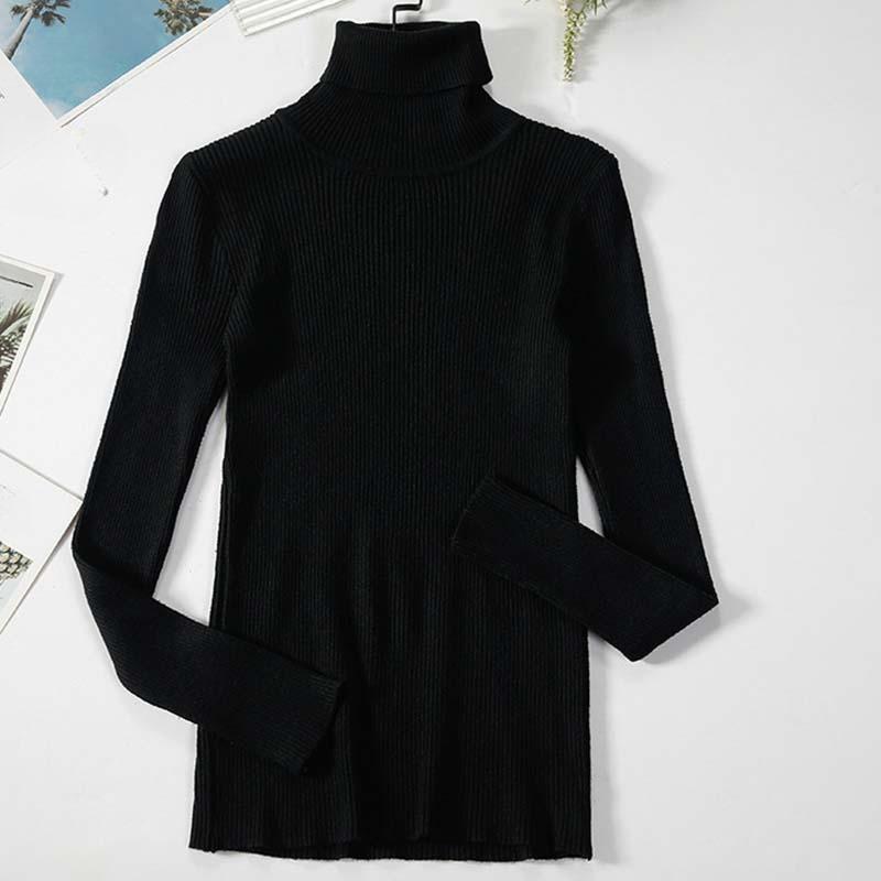 Koszula z dzianiny z wysokim kołnierzem i golfem Wczesna jesień Klasyczny uniwersalny sweter z dzianiny z golfem