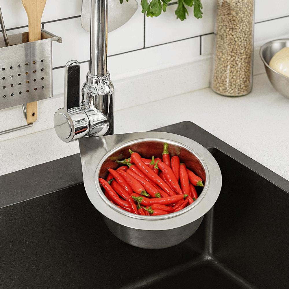 Torr Våt Separation Svanformad Diskho Avloppskorg Hängande Frukt Grönsaks Avrinningsställ Badrum