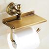 Toilet Paper Holder with Phone Shelf, Bathroom Toilet Paper Roll Holder Antique Bronze Brass Wall Mounted Bathroom Hardware Accessories,Pattern