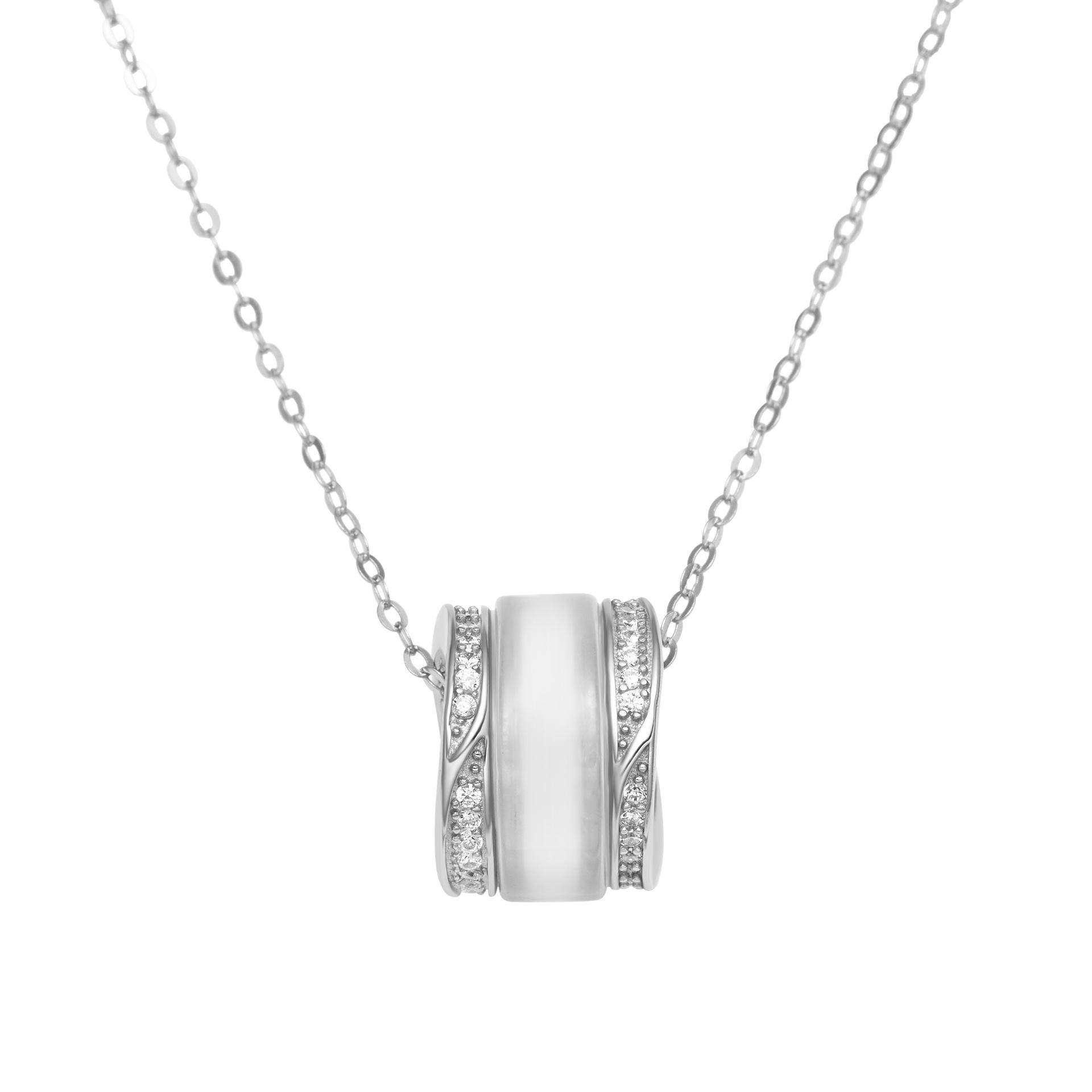 

Ожерелье-пончик Mobius из стерлингового серебра 925 пробы с пряжкой из халцедона и цепочкой на ключицу 925 Silver