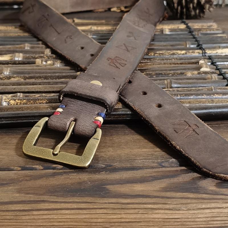 

3,8 см ретро-ремень из чистой коровьей кожи с лазерной гравировкой, мужской ремень из натуральной кожи с пряжкой, модный универсальный ремень для джинсов 100cm