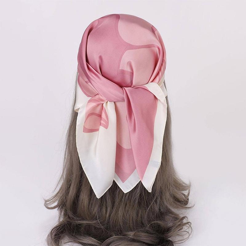 Head Scarf Women Luxury Brand Square Silk Foulard Satin Bandana Summer Soft Neckerchief Hijab Hair Scarves For Ladies
