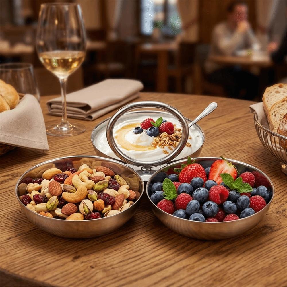 Thickened Dessert Bowl 304 Steel Fruit Bowl Easy To Clean Pudding Bowl  Party