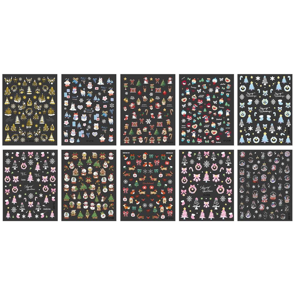Cyansea Ten-Sheet Combo Bestseller Christmas Snowflake Nail Art Stickers