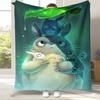Retro Cute T-Totoro Cartoon Flannel Blanket,Ultra Soft Warm Plush Throw for Home Bedroom Bed Sofa Cover Office Camping Picnic
