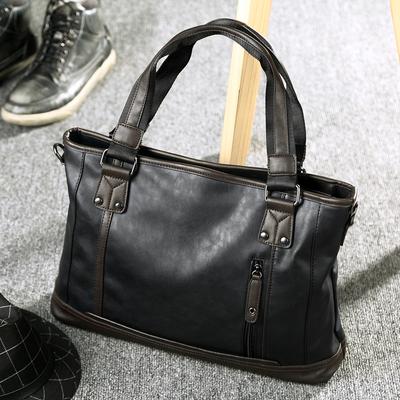 Men's PU Leather Shoulder Bag  Travel Messenger Crossbody Bags  Large Capacity  15 Inch Laptop Bags
