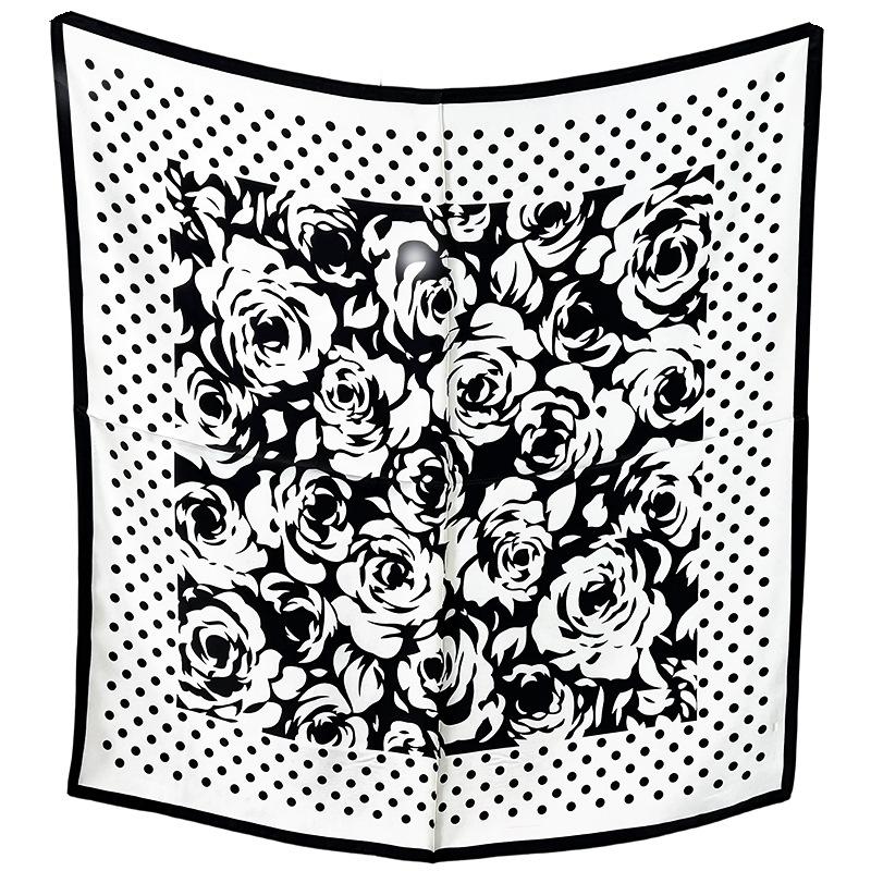 Spring And Autumn Premium Silk Silk Scarf Women'S Camellia Temperament Elegant Thin Scarf Shawl Scarf