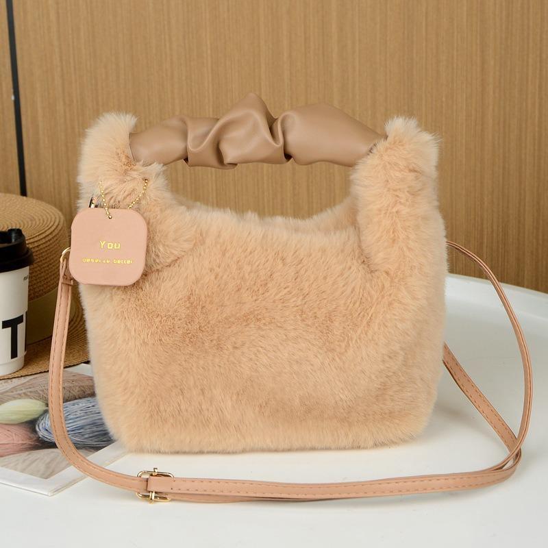 Fashionable Plush Messenger Bag Imitation Fur Women's Bag Autumn and Winter Retro Handbag Lady Plush Handbag Party 2024