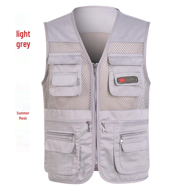 Men's Multi-Season Tactical Mesh Vest with Multi-Pockets for Fishing and Leisure