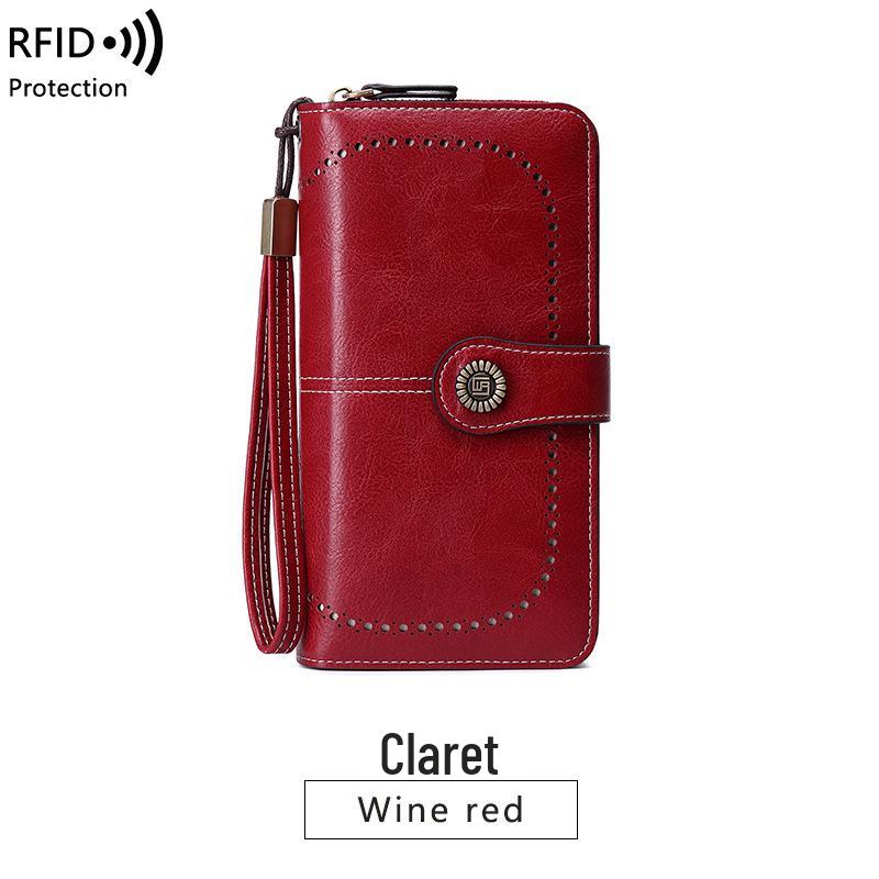 

Women s RFID Anti-Magnetic Leather Wallet, Large Capacity Clutch, New 2023 European & American Style.