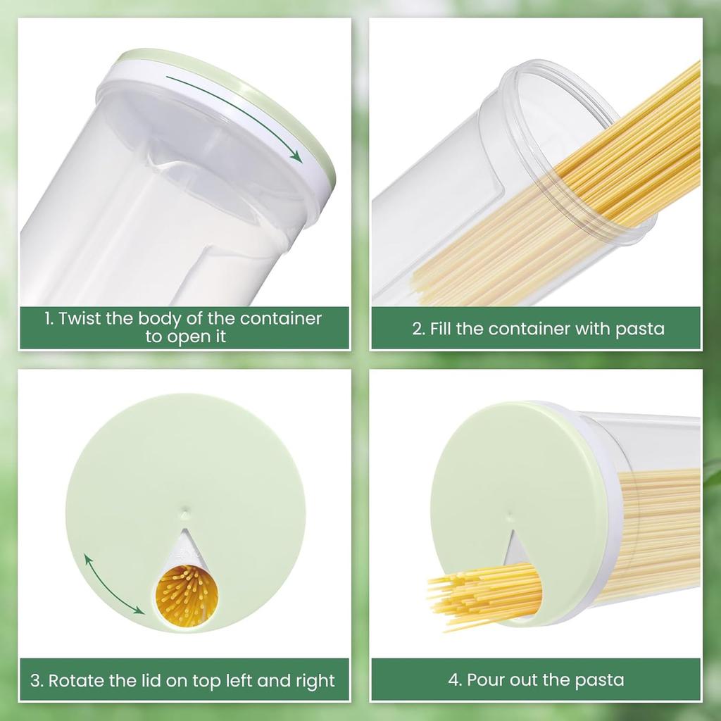 Noodles Spaghetti Container Plastic Noodle Pasta Storage Jar with Locking Lid Clear Dry Food Keeper Canister Cereal Crisper Box