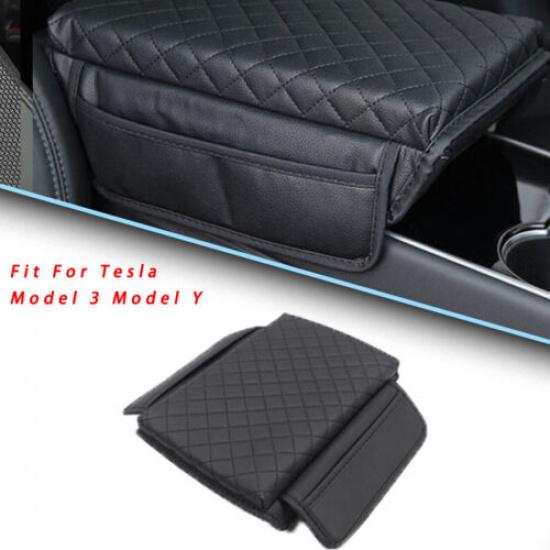 

Best Leather Center Console Lid Armrest Cover Trim For Tesla Model 3 Model Y