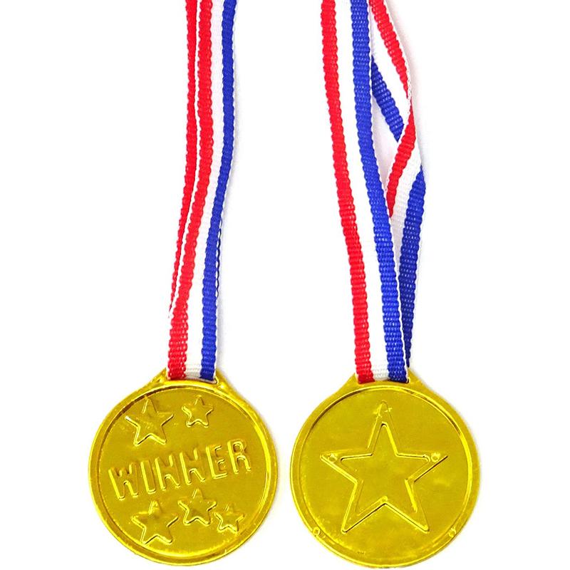 10 piezas de medallas de plástico doradas para niños, premios para fiestas, premios para competiciones escolares, premios para clases, rellenos para piñatas de carnaval