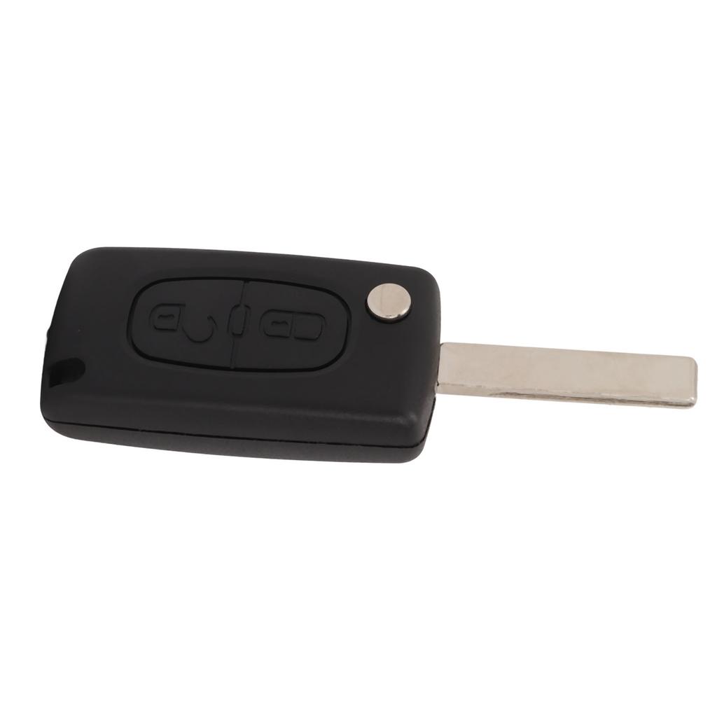 2 Button Flip Remote Key Case Black Easy To Carry Replacement for Peugeot 107 207 307 307cc 308 SW 407 607 Slotted