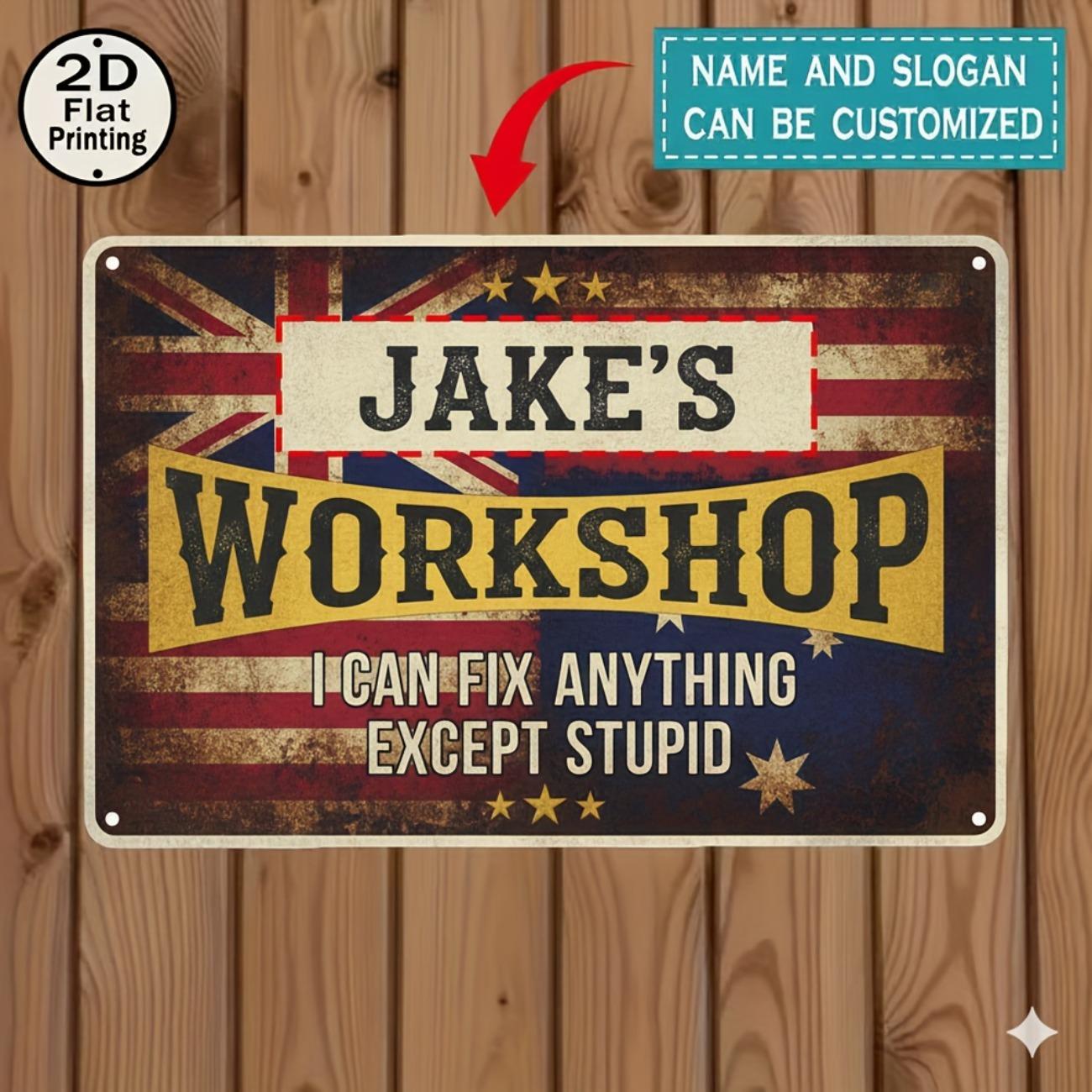 

1pc Custom Logo Tin Sign Retro Metal Poster Farmhouse Wall Decor Heavy Duty Outdoor чорний