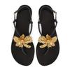 Fashion Fashion Metallic Flower Embellished Flat Sandals Women Comfort Soft Sole Ankle Buckle Design Beach Shoes Sexy Clip Toe Flip Flop