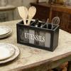 3 Grids Tableware Storage Box Vintage with Divider Solid Wood Storage Box Large Capacity Chopstick Fork Spoon Organizer