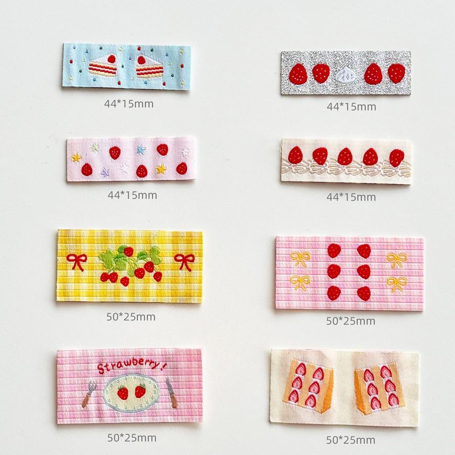 CaiCaiXuanXuan Spring Strawberry Embroidery Fabric Patch & Woven Label Set