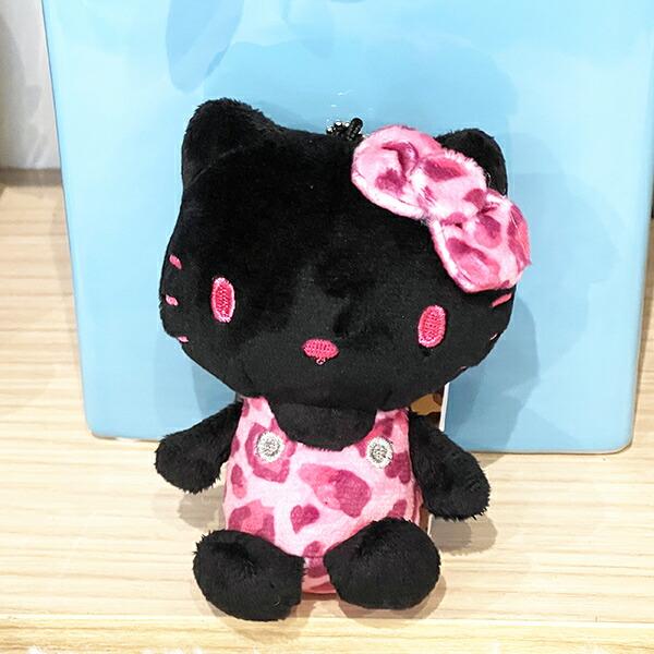 Sanrio Hello Kitty Leopard Print Black Ball Chain Mascot Plush Key Holder