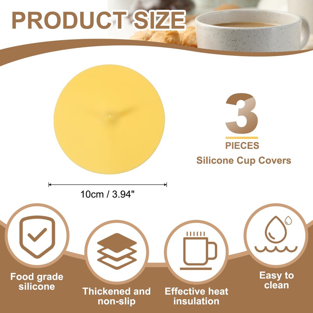 3Pcs Silicone Cup Covers 3.94" Teardrop Universal Cup Lids Reusable Drinking Hot Cold Beverages for Mugs Tea Cups Coffee Cup