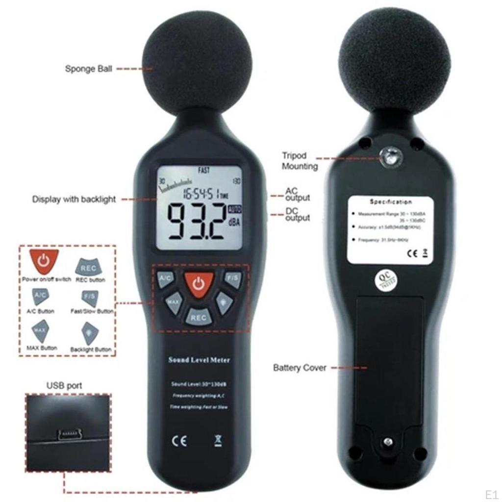 Decibel Meter Sound Level Reader with Storage Bag Tester Data Hold for Industrial